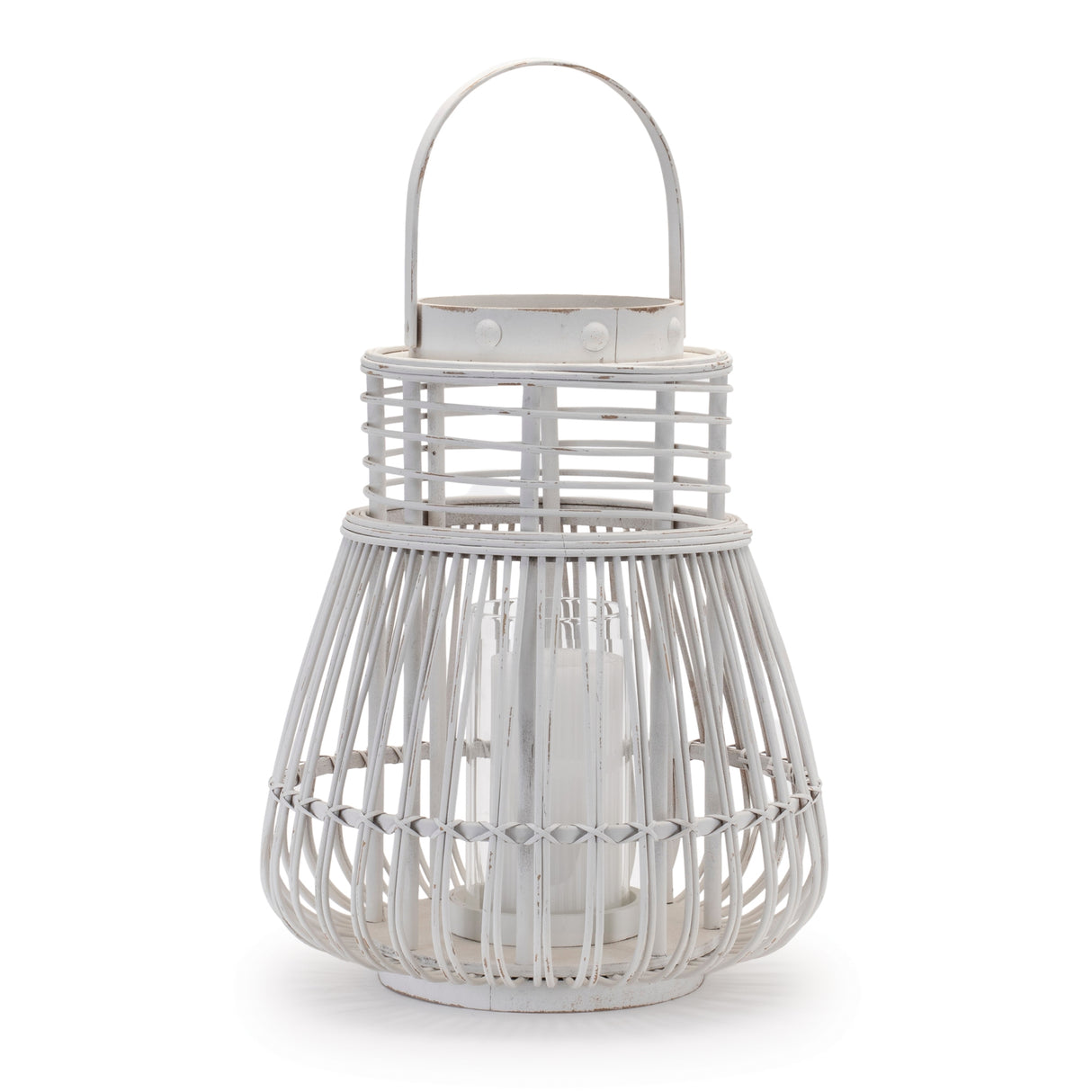 Woven rattan lantern 14.5"h