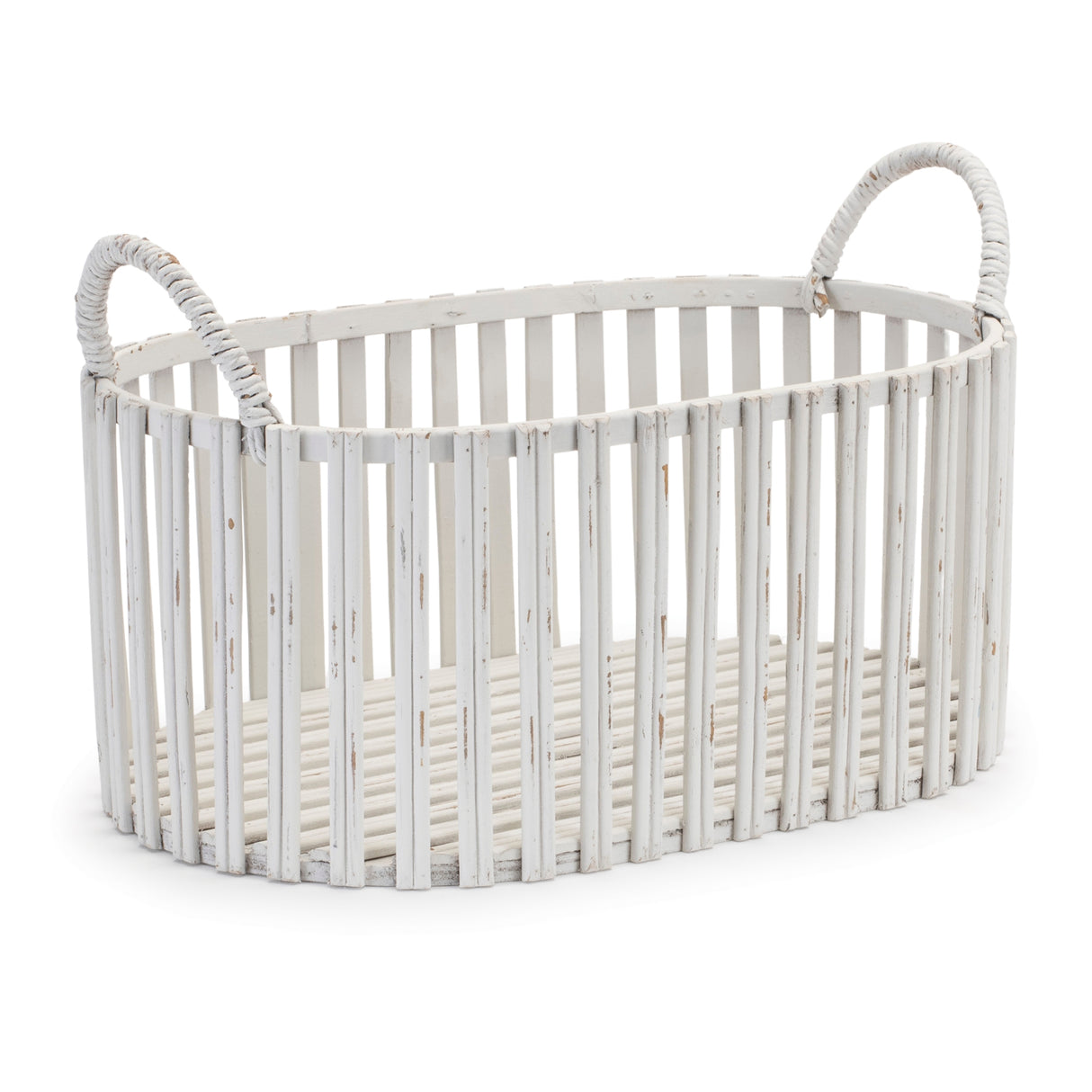 Oval woven rattan tabletop basket (set of 2)