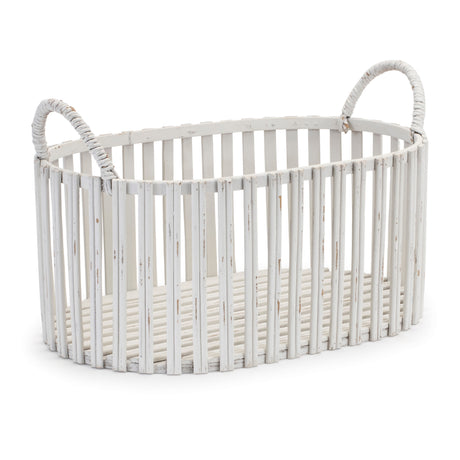 Oval woven rattan tabletop basket (set of 2)