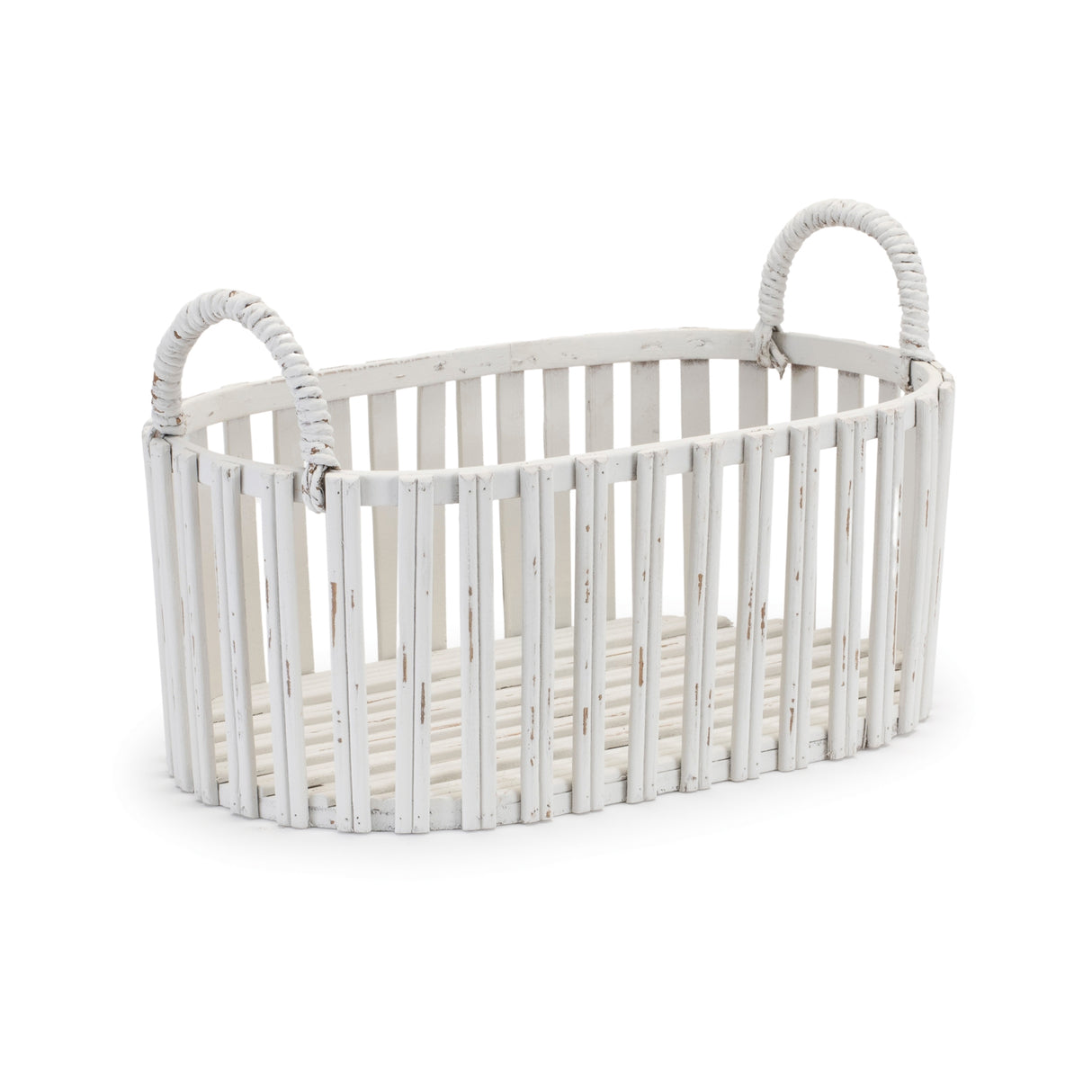 Oval woven rattan tabletop basket (set of 2)