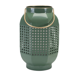Hexagon metal lantern with gold accent (set of 2)