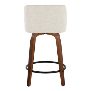 Toriano - Contemporary Fixed Height Counter Stool Swivel With Round Footrest (Set of 2)