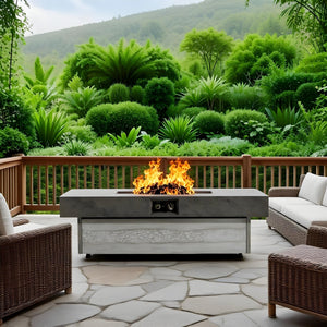 Outdoor Firepit Table 48 x 24 Inch Rectangle Fire Pit Table