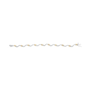 10K Two-Tone 2.00 Cttw Diamond "X" and Wave Link Bracelet (H-I Color, I1-I2 Clarity) - 7" Inches
