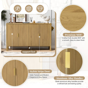 U_STYLE Modern 57.5" Stripe Door Storage Cabinet