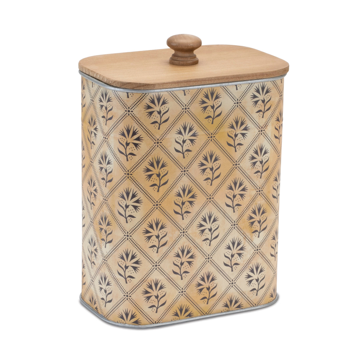 Geometric canister with natural wood lid (set of 2)