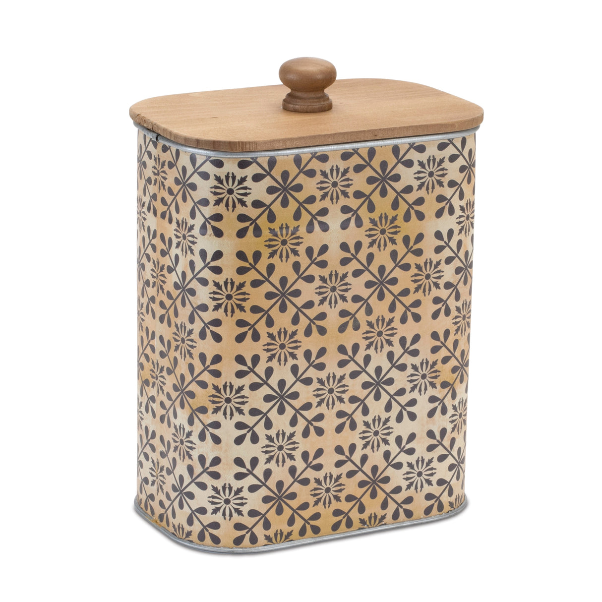 Geometric canister with natural wood lid (set of 2)