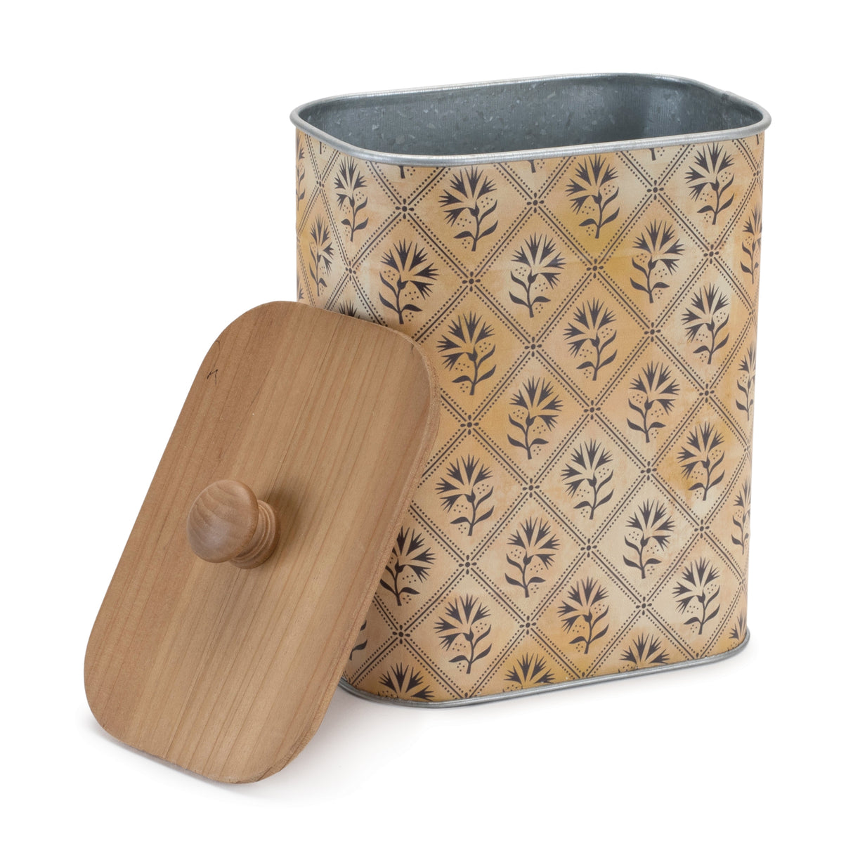 Geometric canister with natural wood lid (set of 2)