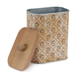 Geometric canister with natural wood lid (set of 2)