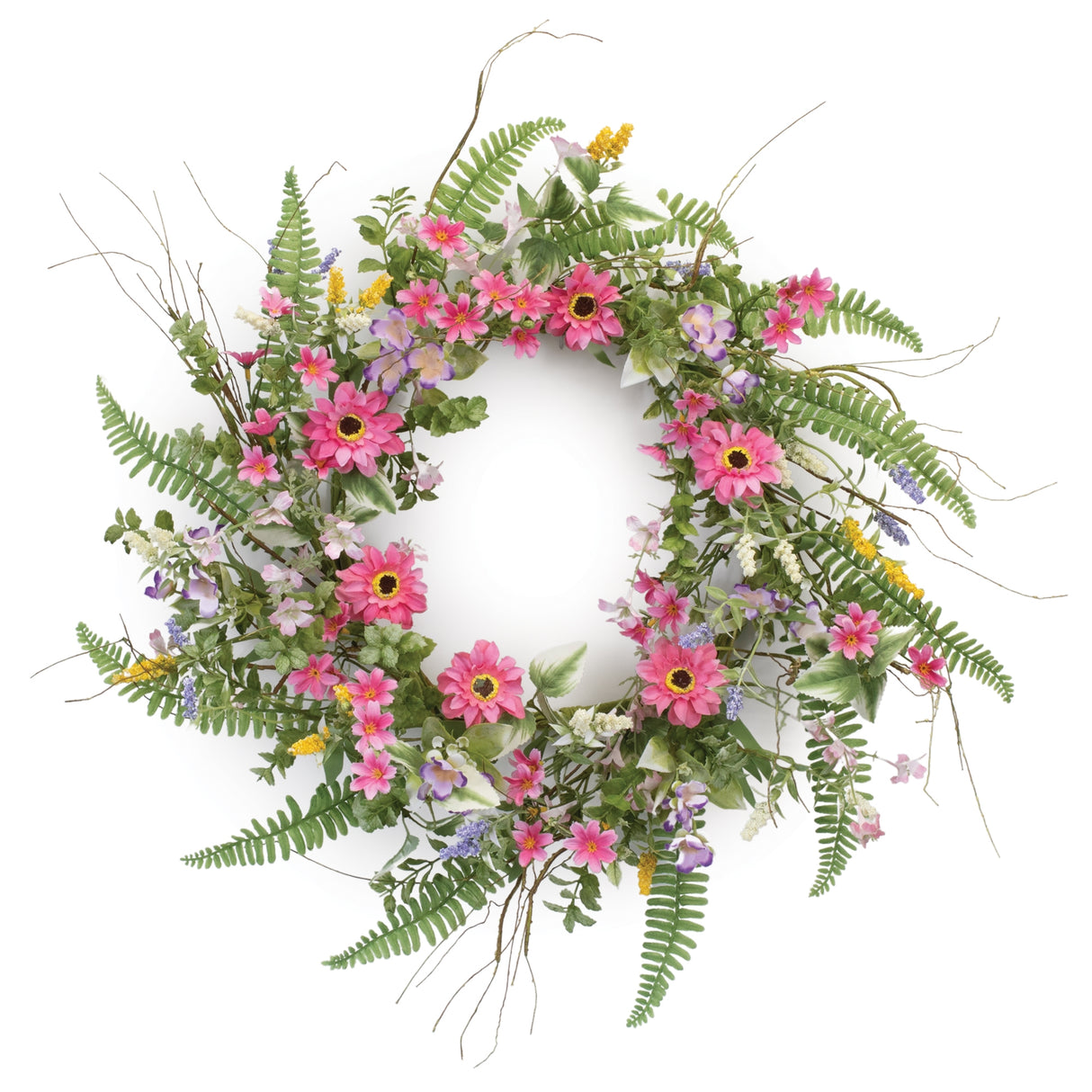 Mixed fern floral wreath 20"d