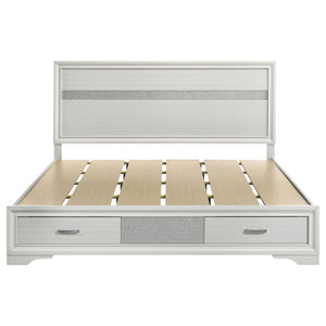 California King Storage Platform Bed With 2 Drawer - White