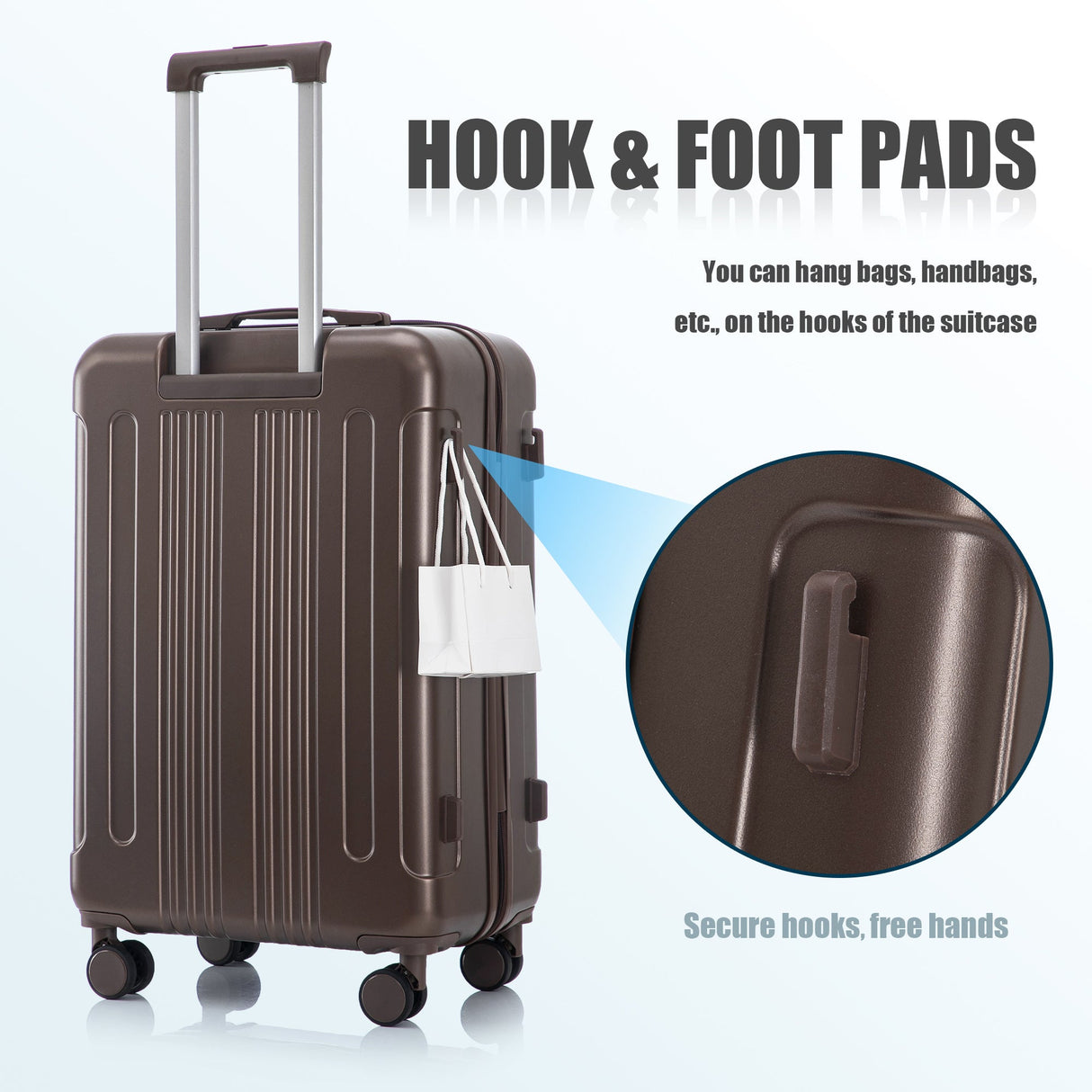 3 Piece ABS Spinner Wheel Luggage Set (Brown)
