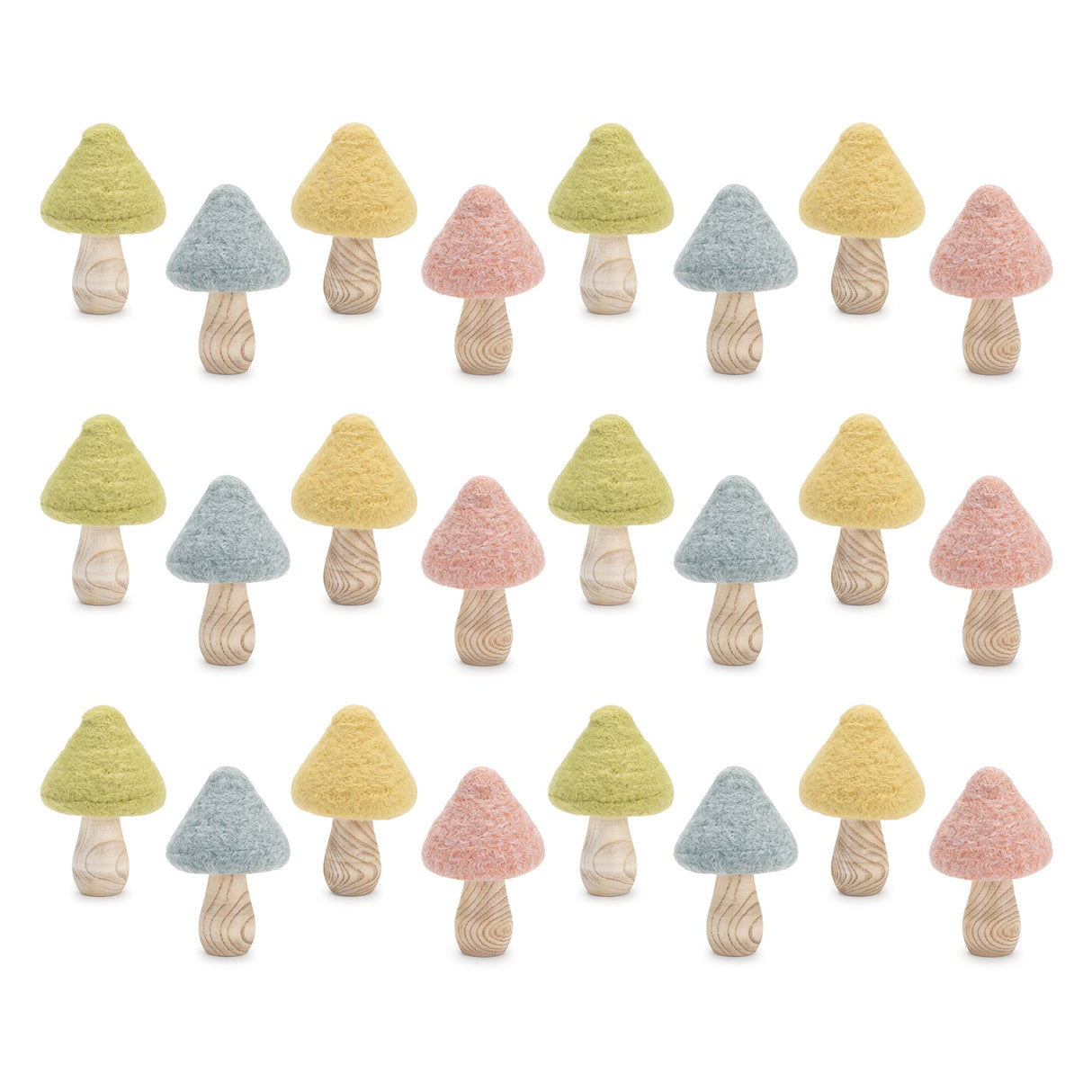 Felt Wood Mushroom Decor (Set of 24)