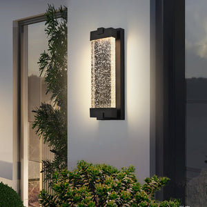 Black Aluminum Outdoor Wall Light with Bubble Crystal