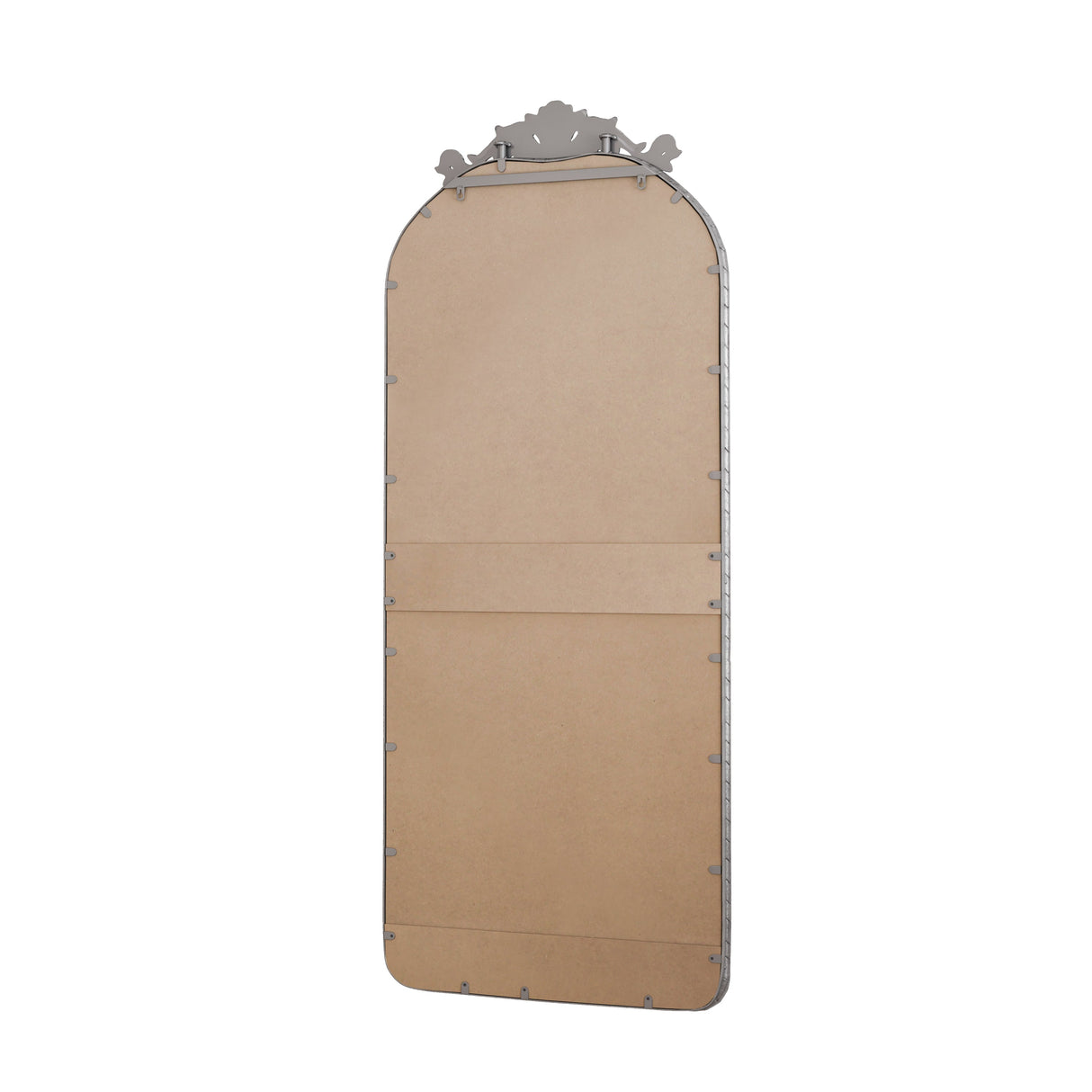 Retro Arched Full Body Mirror with Vintage Carved Applique