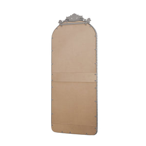 Retro Arched Full Body Mirror with Vintage Carved Applique
