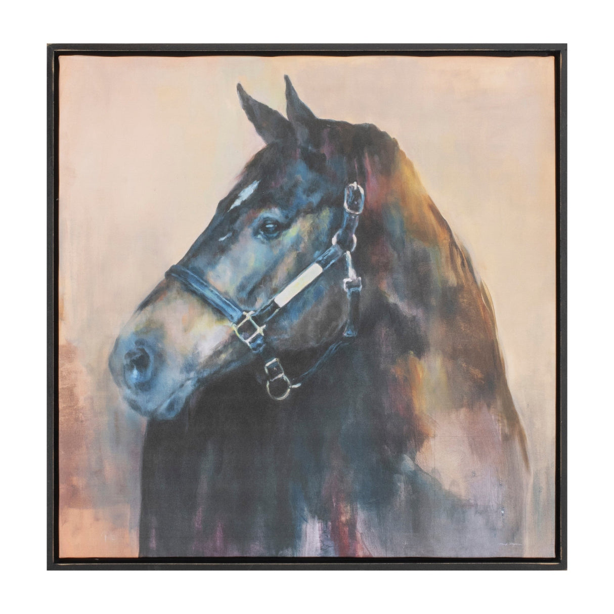 Framed Horse Canvas Art 24"SQ; Black, Beige