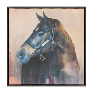 Framed Horse Canvas Art 24"SQ; Black, Beige