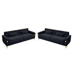 Black Velvet 2-Piece Sofa Set