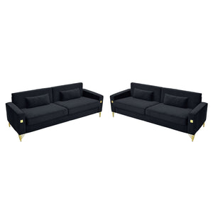 Black Velvet 2-Piece Sofa Set