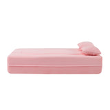 71-Inch Folding Sofa Bed in Pink Chenille with High-Density Foam