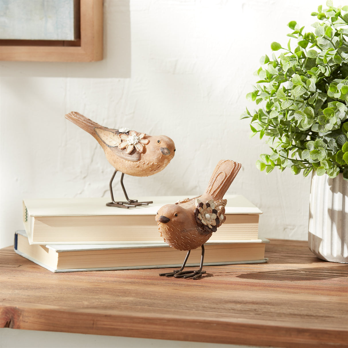 Floral bird figurine (set of 2)