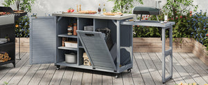 K&K 78.3' Outdoor Kitchen Island with Foldable Grill Table