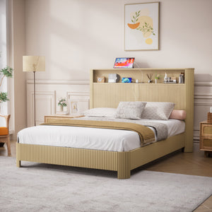 Queen Size Bed Frame With Storage Headboard