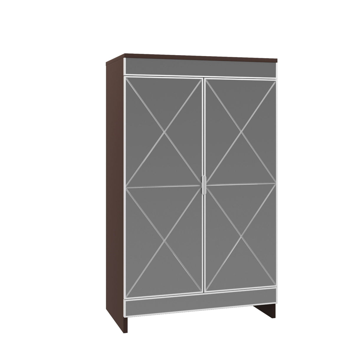 Elegant Decor Mirrored Shoe Cabinet with Edging Double Door Storage Cabinets