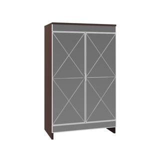 Elegant Decor Mirrored Shoe Cabinet with Edging Double Door Storage Cabinets