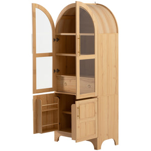 K&K 71' Tall Arched Kitchen Pantry Cabinet with Adjustable Shelves