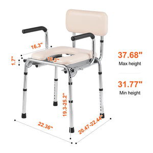 Commode Chair with Padded Seat and Adjustable Height