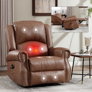 Heat Massage Manual Recliner Chair with Rocker and Swivel