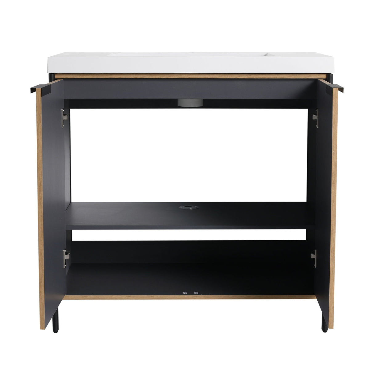 Modern Freestanding Bathroom Vanity With Resin Sink & Soft Close Cabinet Doors