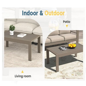 All-Weather Outdoor Coffee Table With Wood-Look Top