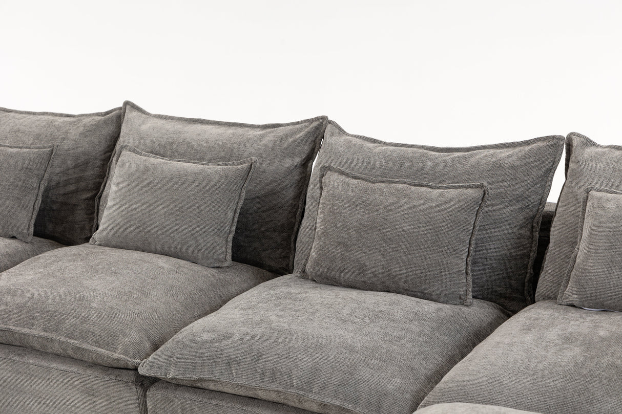 129.8" Width Modular Sectional Sofa with 2 Ottomans