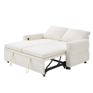 Convertible Sofa Bed Loveseat With Adjustable Backrest And USB Ports