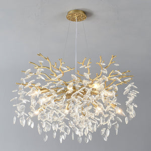8-Light Crystal Gold Chandelier for Dining Room and Kitchen Island
