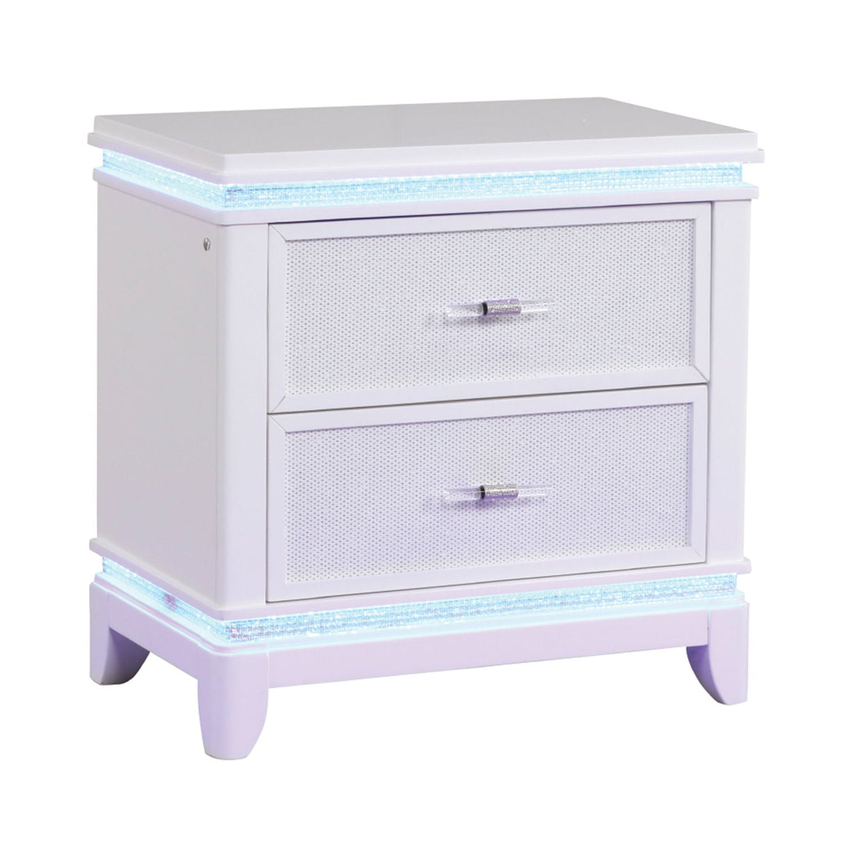 Opium - 2 Drawer Nightstand With LED Lights - White