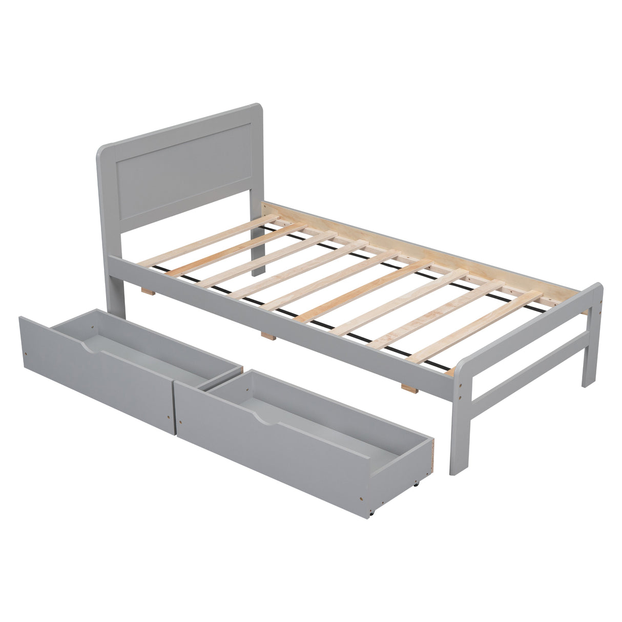 The Space-Saving Rubberwood Twin Bed With Integrated Storage
