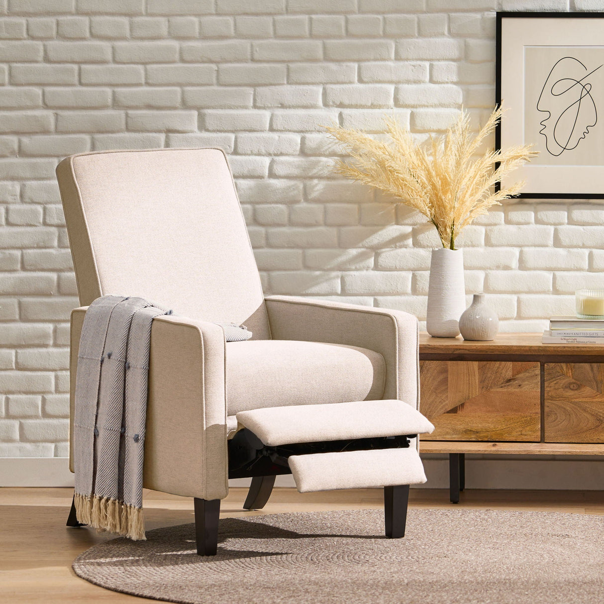 Minimalist Design Fabric Push Back Chair