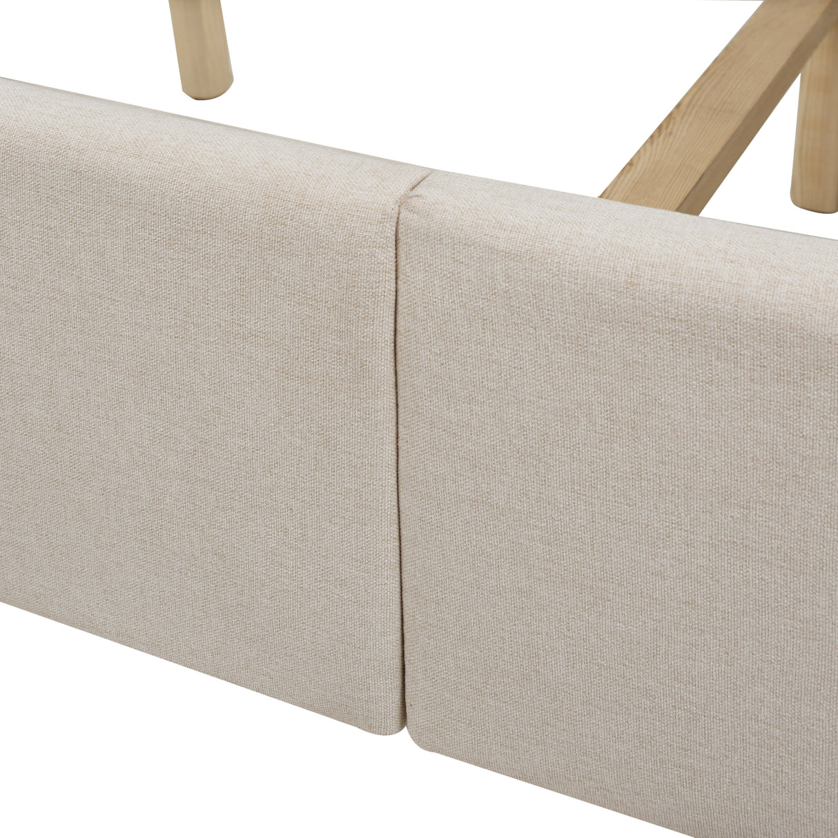 Marcella Upholstered Shelter Headboard Bed Set, Queen, Sky Neutral Beige Polyester