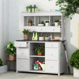 Rustic Fir Wood Potting Bench Workstation