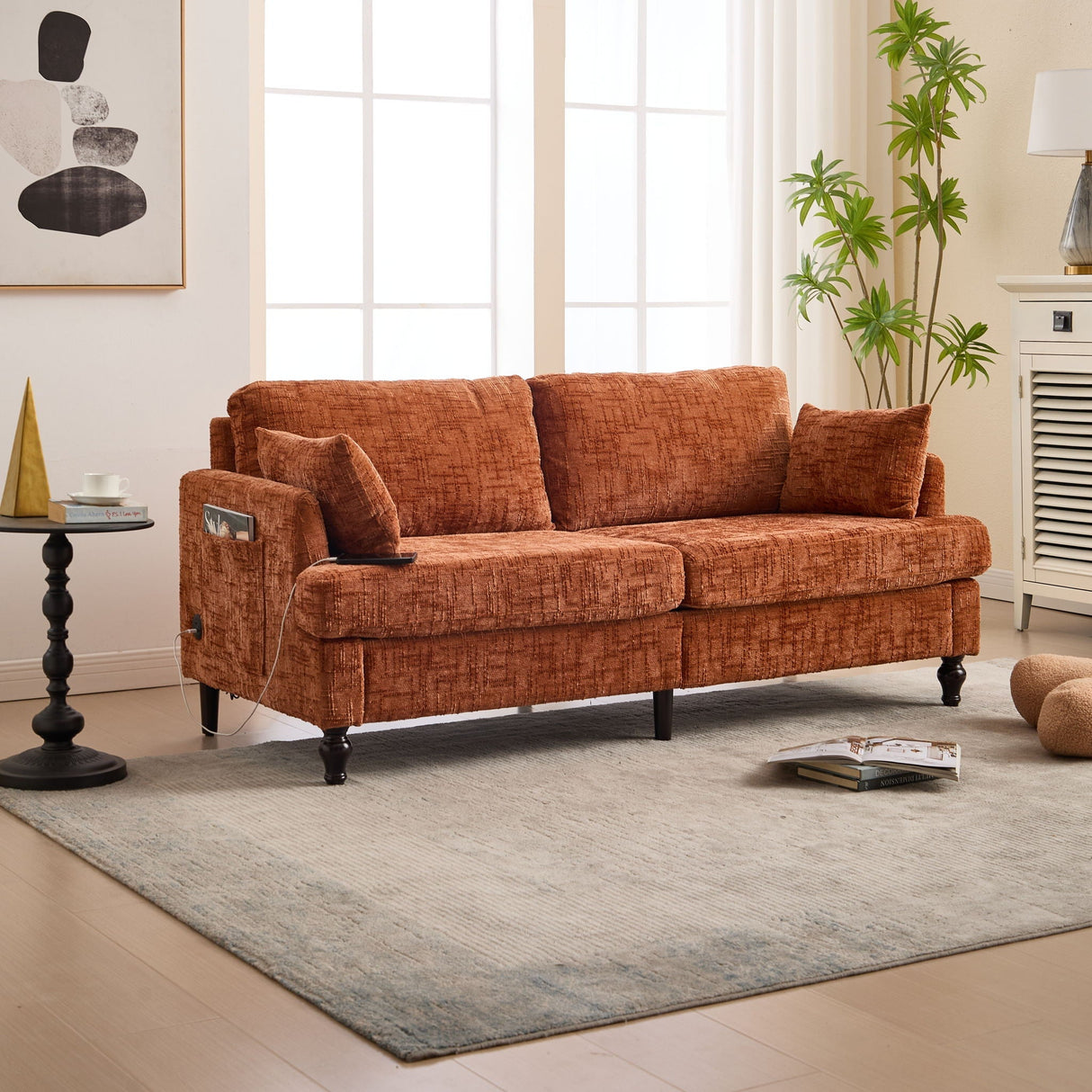 2 Seater Sofa With LED Light, USB Charging Port, And Storage Bag