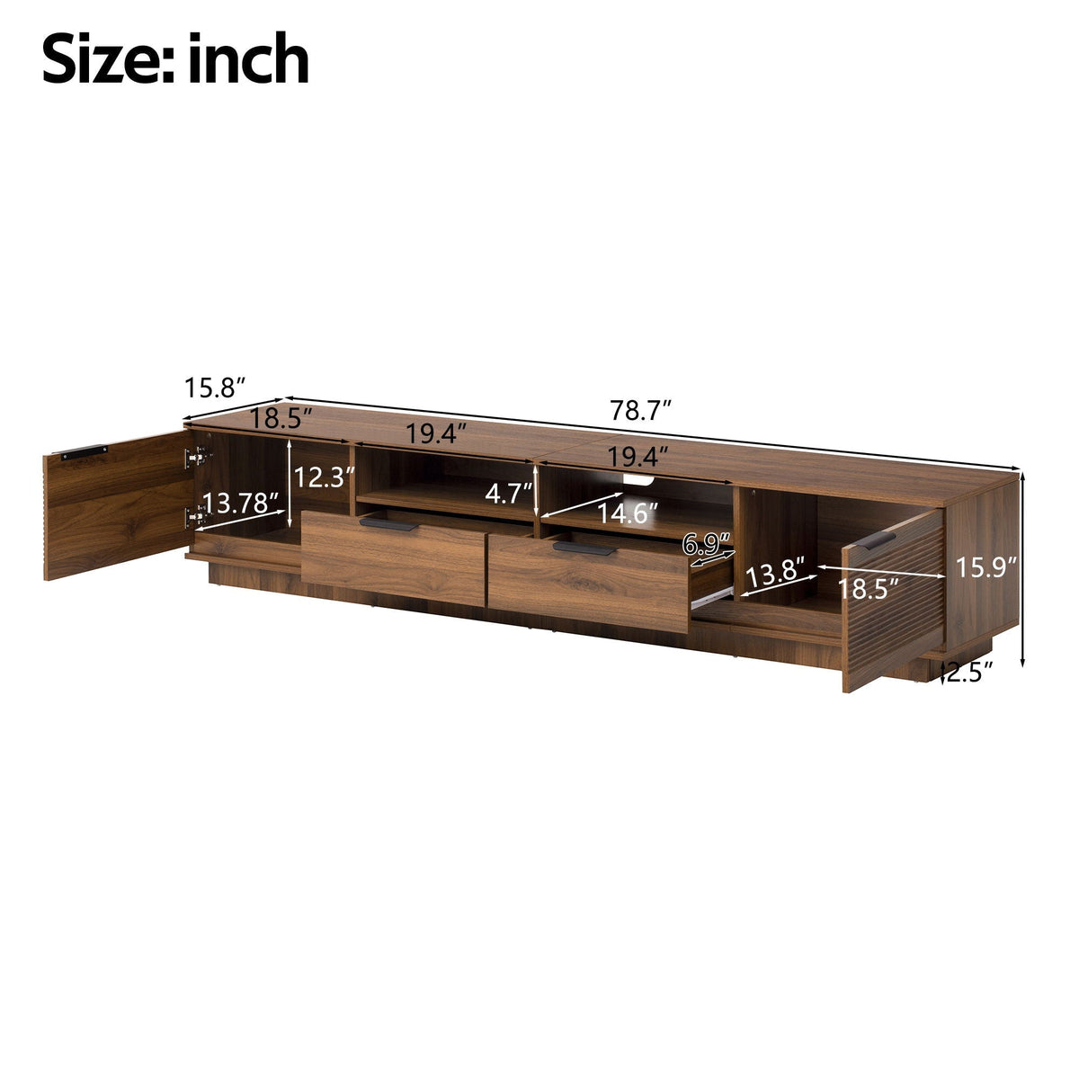 TV Stand Entertainment Center with Deep Drawers and Cable Management - Dark Brown or Light Brown