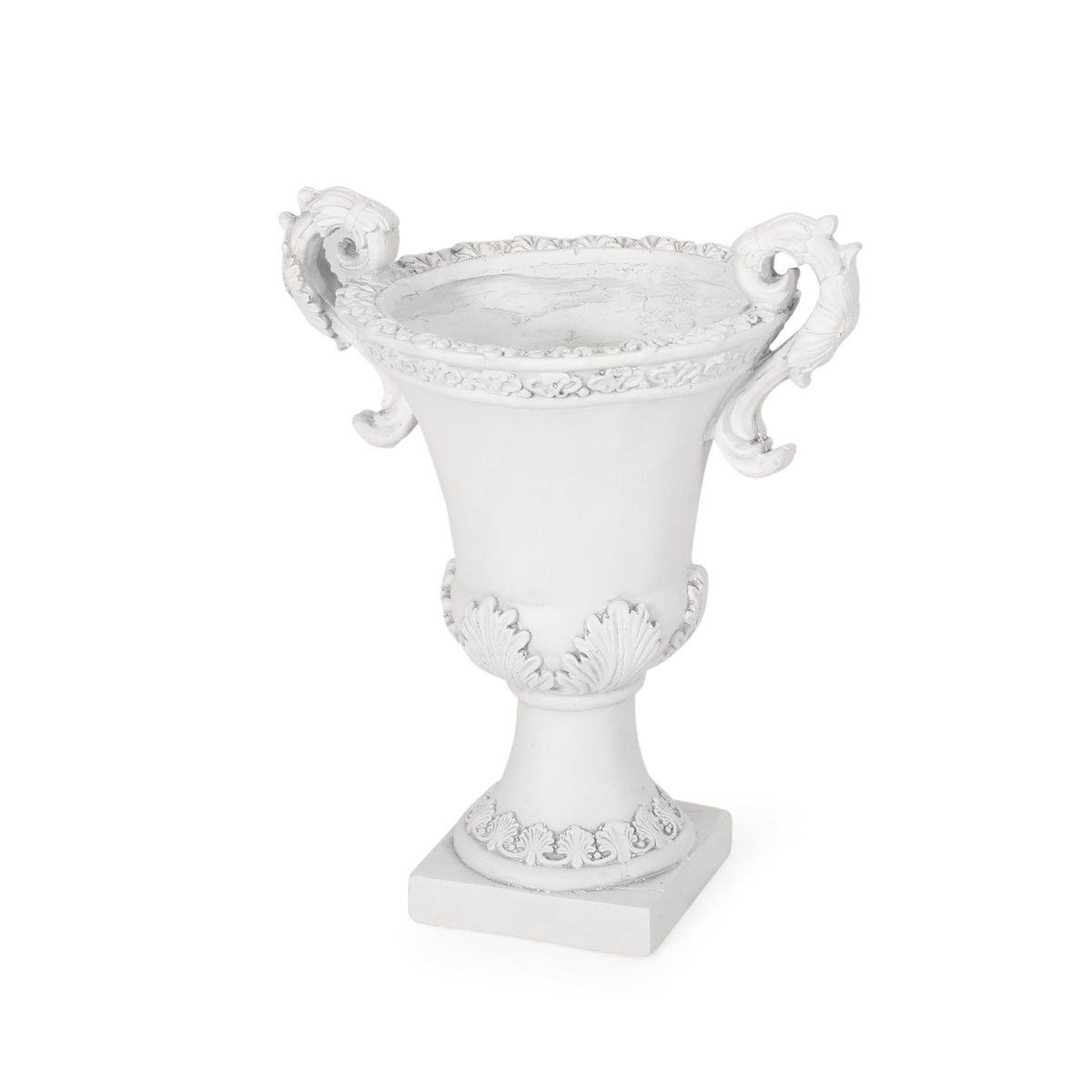 Roman Style MGO Garden Urn Planter with Drainage Hole – Antique White