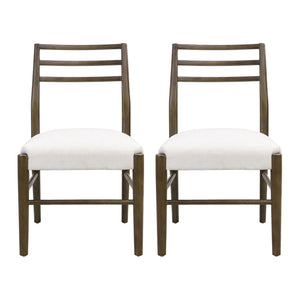 Farmhouse Style Dining Chair Set With Ladder Back Design