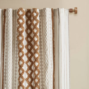 1 PC 50x84' Cotton Printed Window Panel with Chenille Stripe and Lining