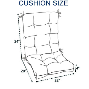 2 Piece High Back Patio Chair Cushion Set, Tufted Adirondack And Rocking Chair Cushions