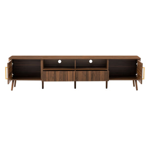 TV Stand For TVs Up To 85" With Soft-Close Doors, Open Shelf, Cable Management - Walnut